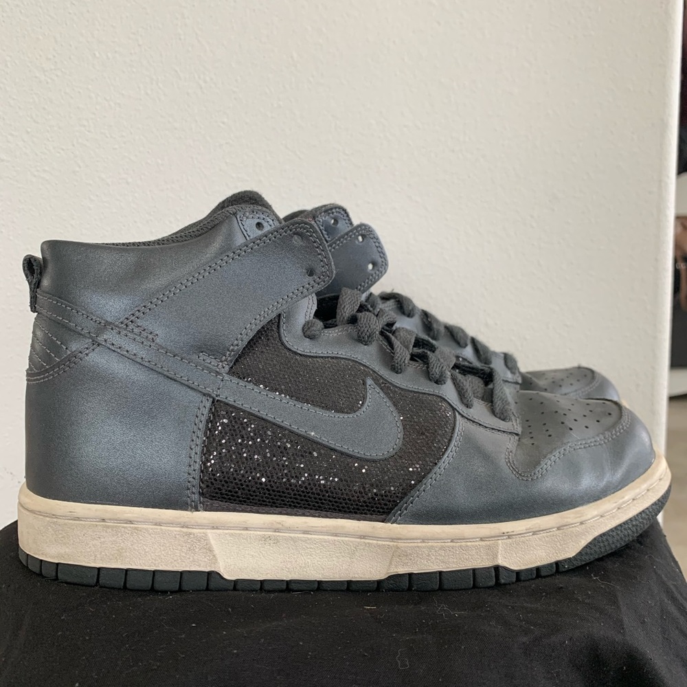 Nike Women Nike Dunk High Black Gray Sparkle